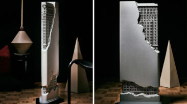 Esta linda escultura de concreto do Flatiron Building de Nova York é na verdade um alto-falante de última geração